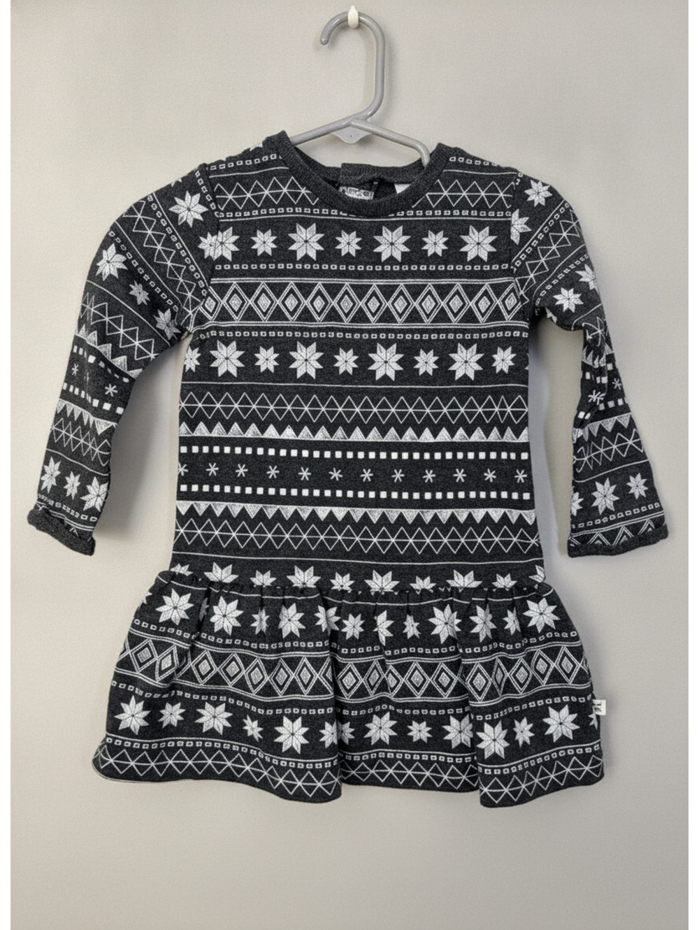 Petit Lem Girls 12M Fair Isle Snowflake Drop Waist Dress
